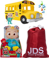 CocoMelon Bundle Musical Yellow School Bus and Official Musical Bedtime JJ Doll with JDS Toy Bag